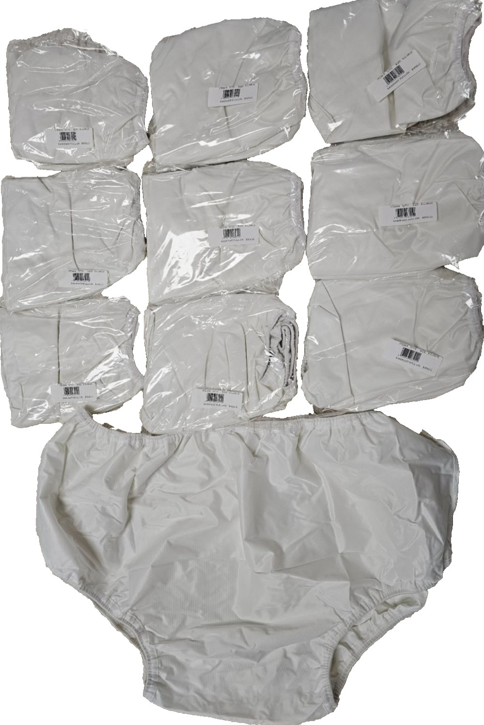 50 PACK of Sani-Pant Pull On XL Waterproof Adult Diaper Cover White, Made in USA