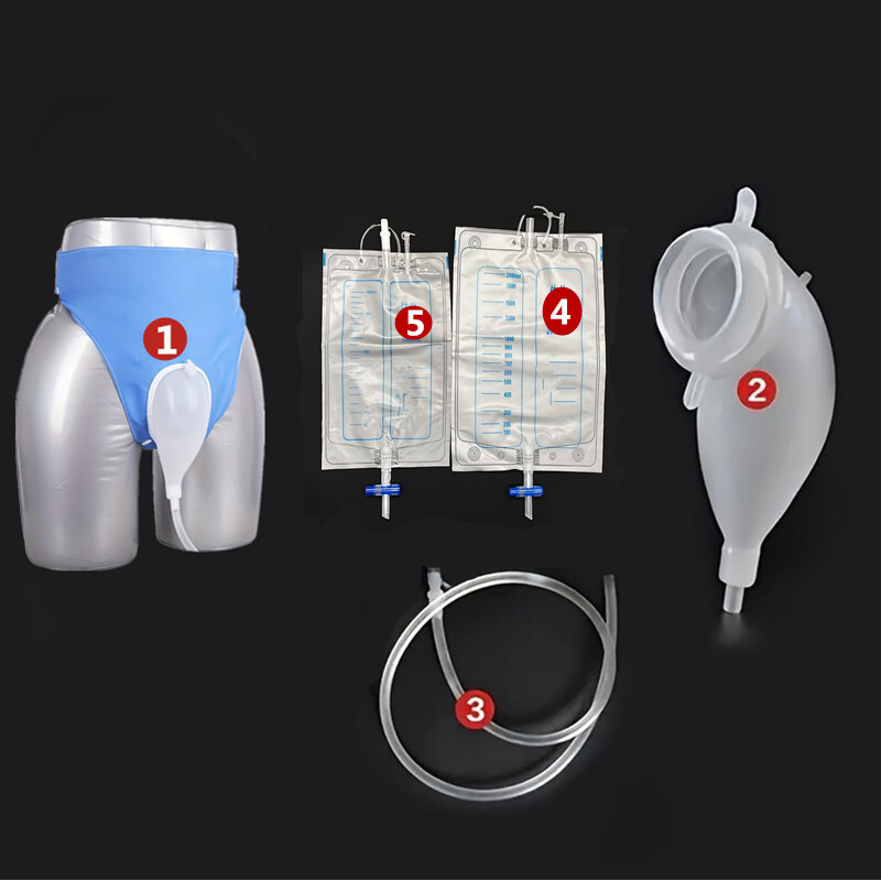 Portable Male Urinal Wearable Anti-Leakage Collection System Dual-Capacity Bags