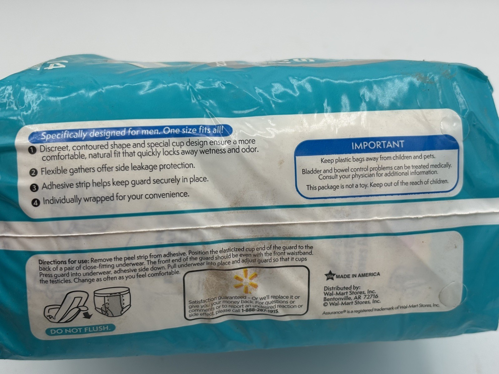 Men`s 14 Count Assurance guard pads Maximum Absorbency one size fits all New