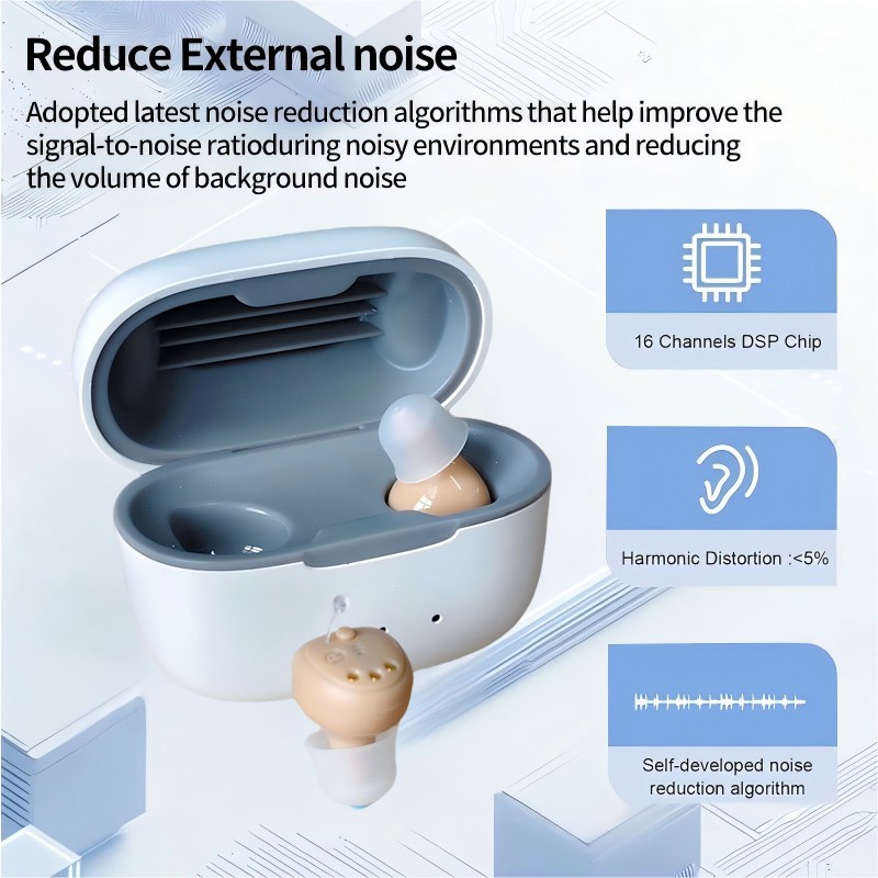 Bluetooth APP Control Rechargeable Hearing Aids For Seniors With Noise Reduction