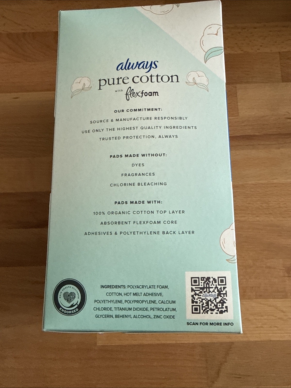Always Pure Cotton Unscented 100% Cotton Regular Flow Flexi-Wings Pad 28ct