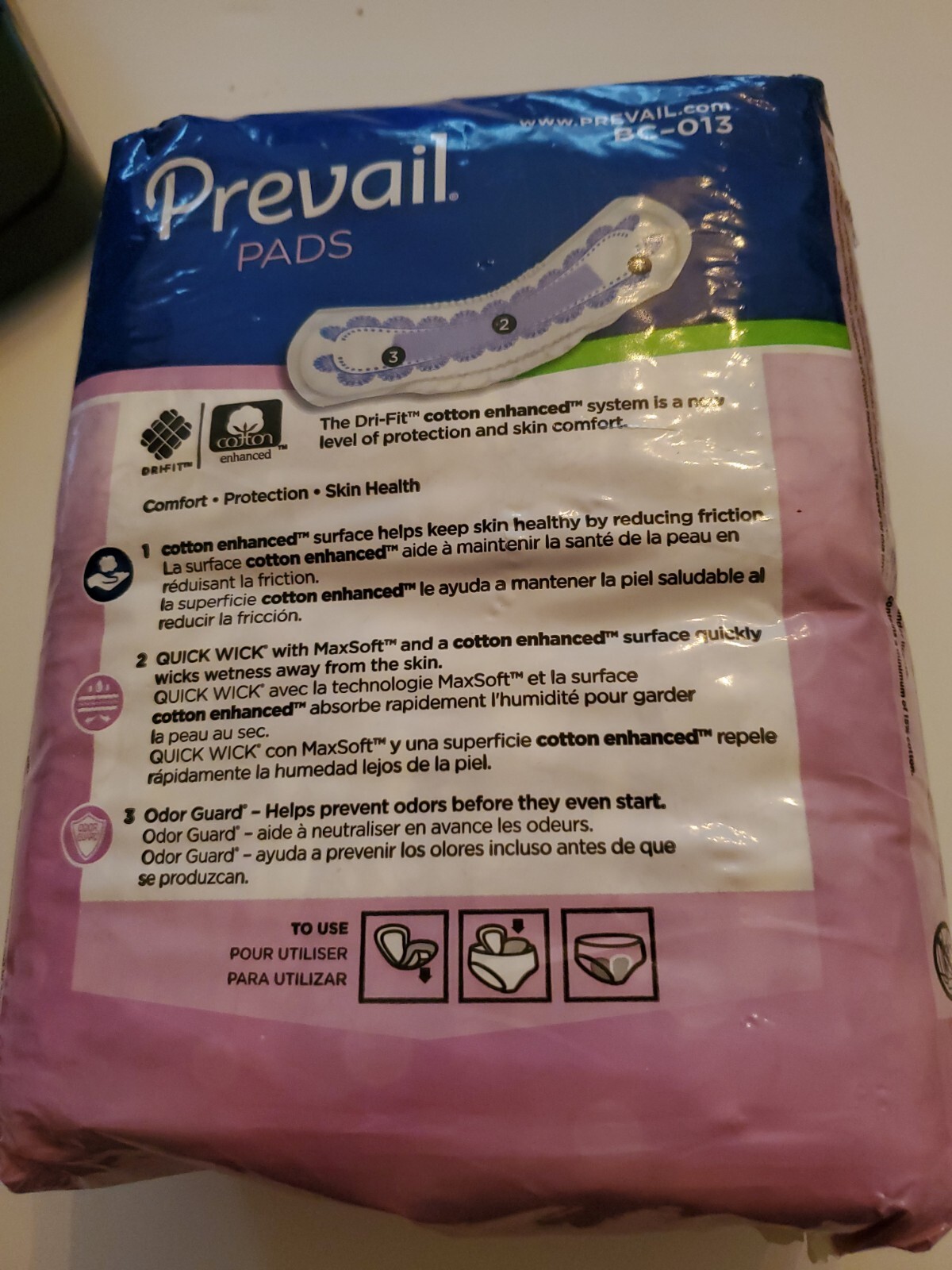 New Prevail Bladder Control Pad Long Length 1 Pack of 16