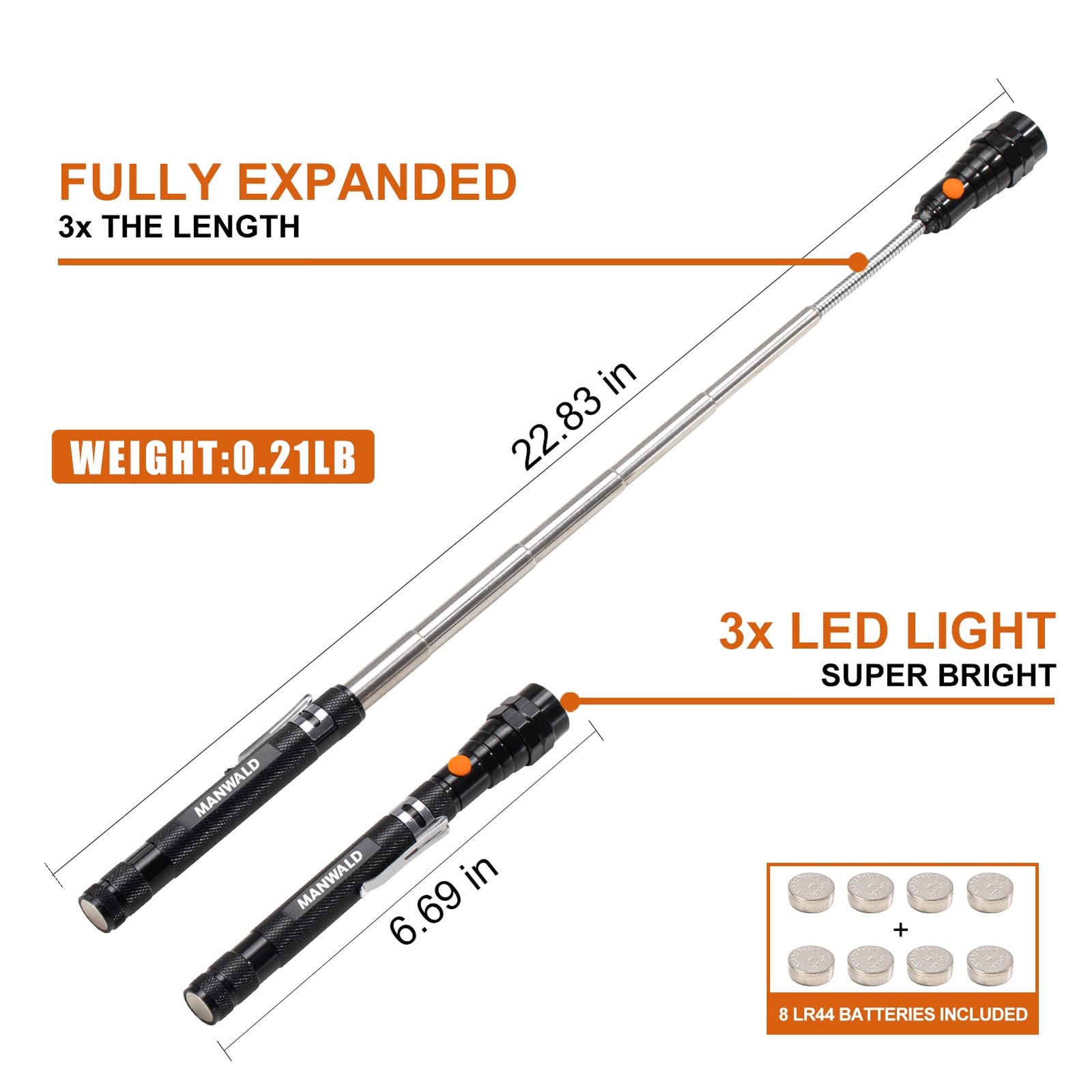 LED Magnetic Pickup Tools, Cool Gadgets Gifts for Him Adults, Telescoping Mag…