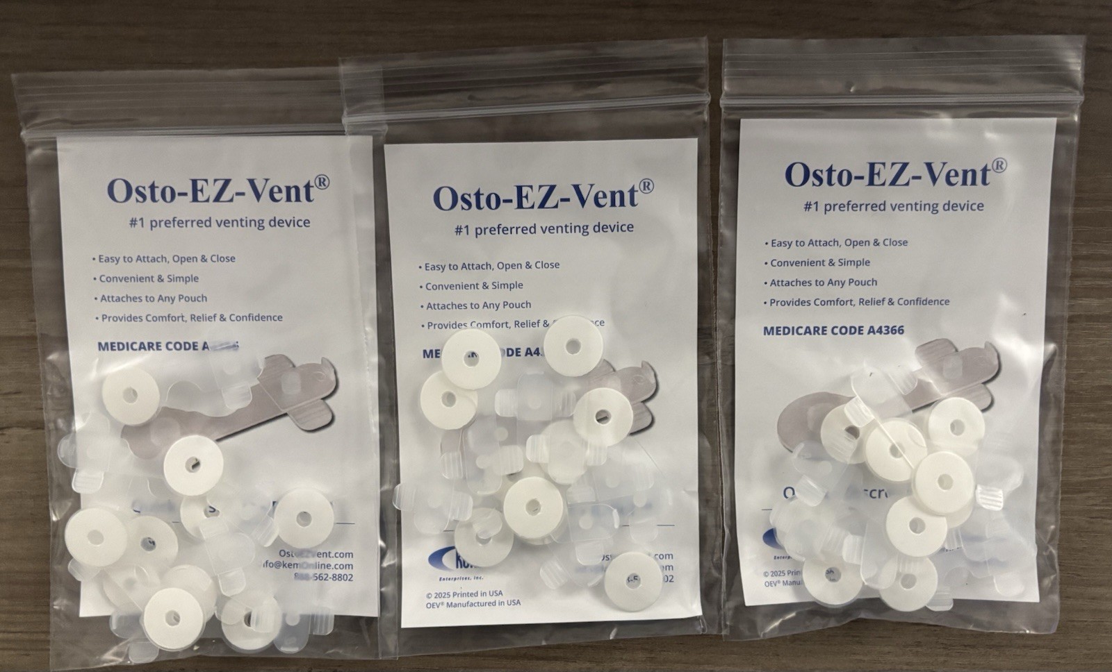 Lot Of 3 Kem Osto EZ Vent A4366 Ostomy Pouch Venting System 3 Pack Of 10 Vents