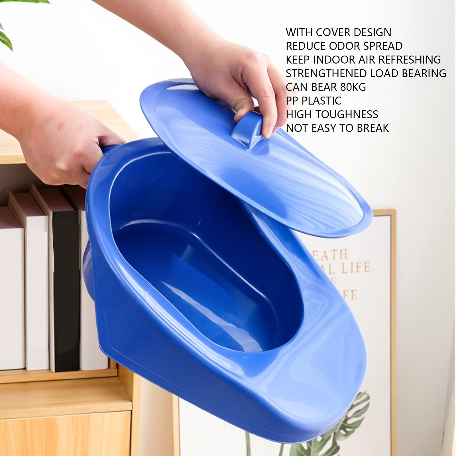 PP Bedpan Household Portable Smooth Elderly Patient Bed Pan With Lid Handle