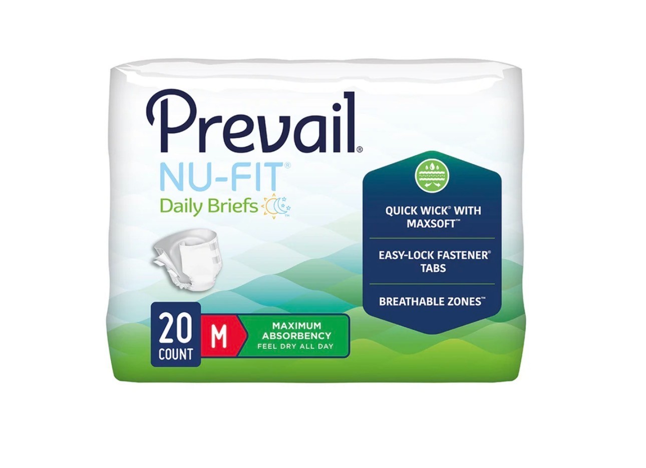 Prevail Nu-Fit Adult Briefs Large Maximum Absorbency Breathable 20 Pack