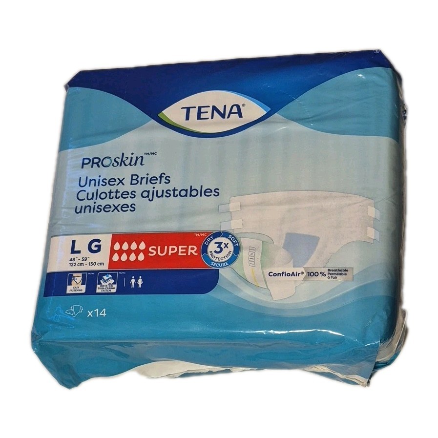 Tena Proskin Unisex Super Briefs LG (14 Ct) Easy Fasten. Insta-Dry Fast Shipping