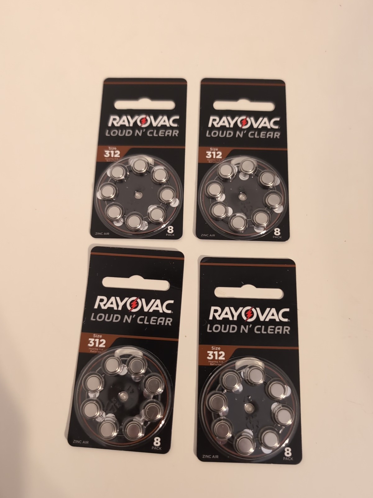 Rayovac Loud N Clear Size 312 Hearing Aid Batteries Lot of 4 Packs Exp. 8/2025