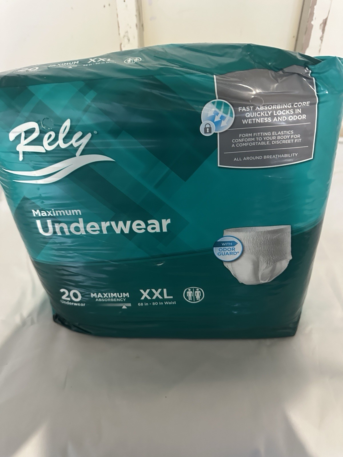 Rely Maximum Underwear XXL White 20 Count Odor Guard Maximum Absorbency