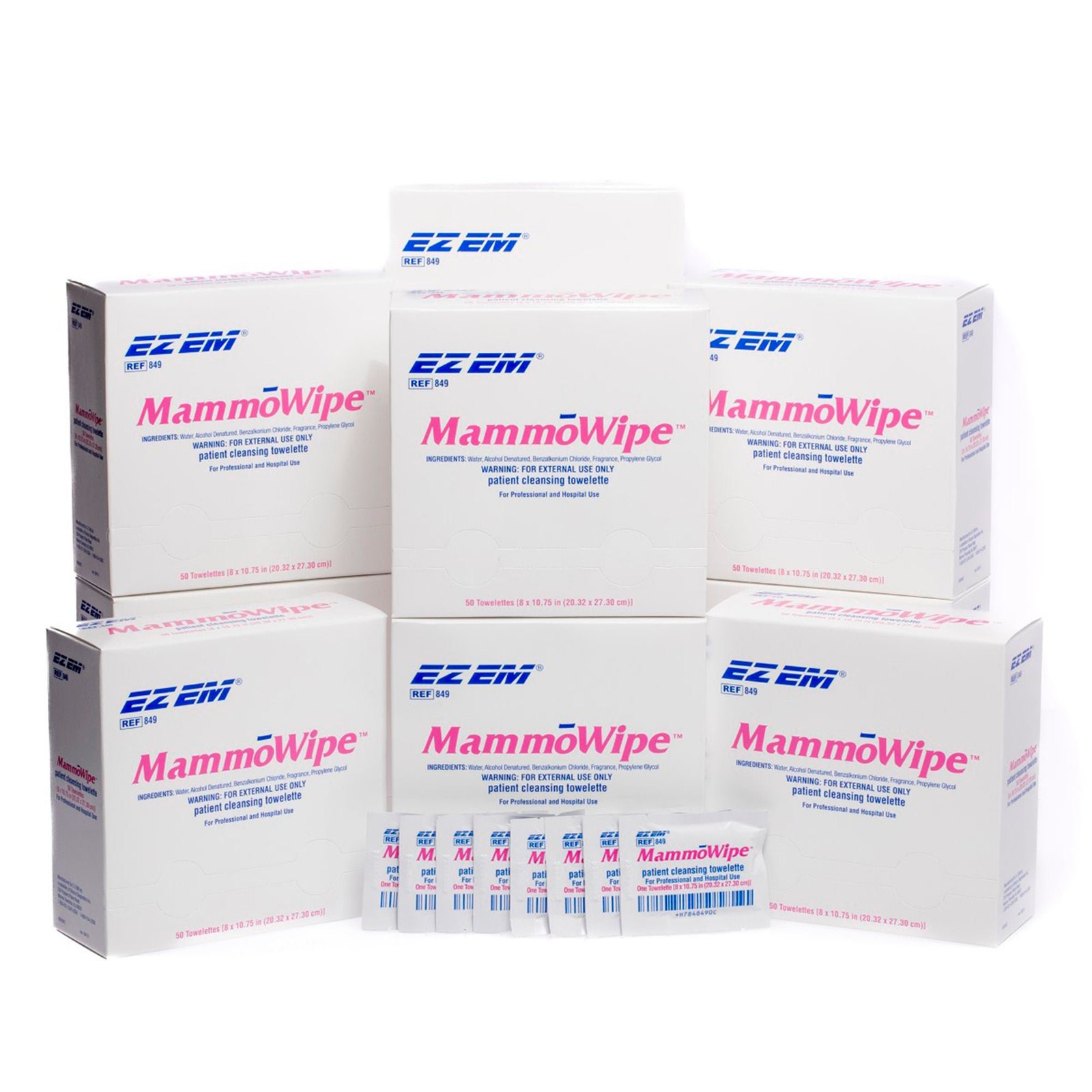 EZ EM Mammography Cleansing Towelette 5 x 5″ 600103 10 Pack 500 Wipes
