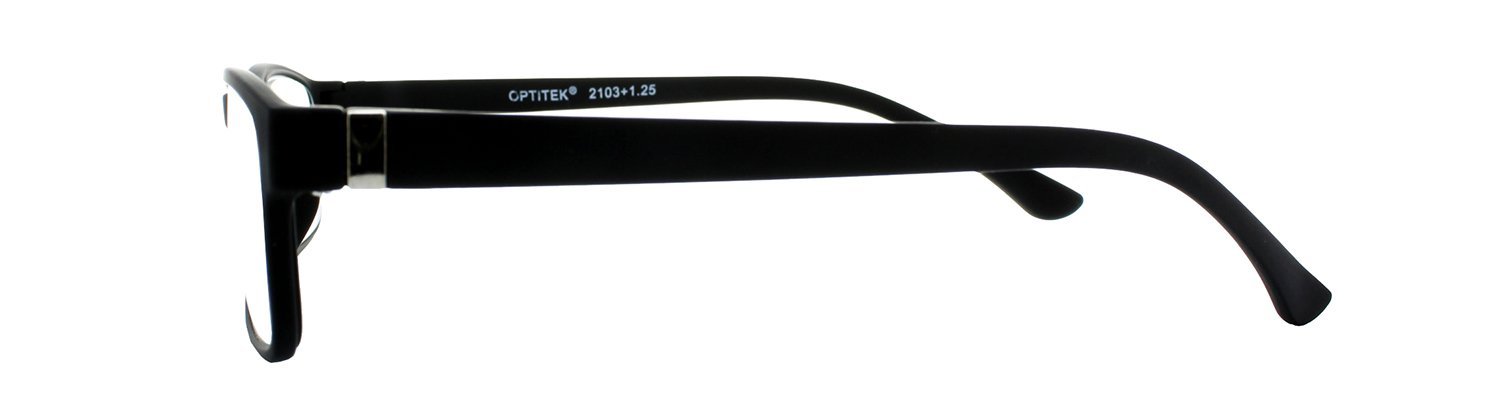 Optitek Rectangular Blue Light Reading Glasses, Black, 1.25