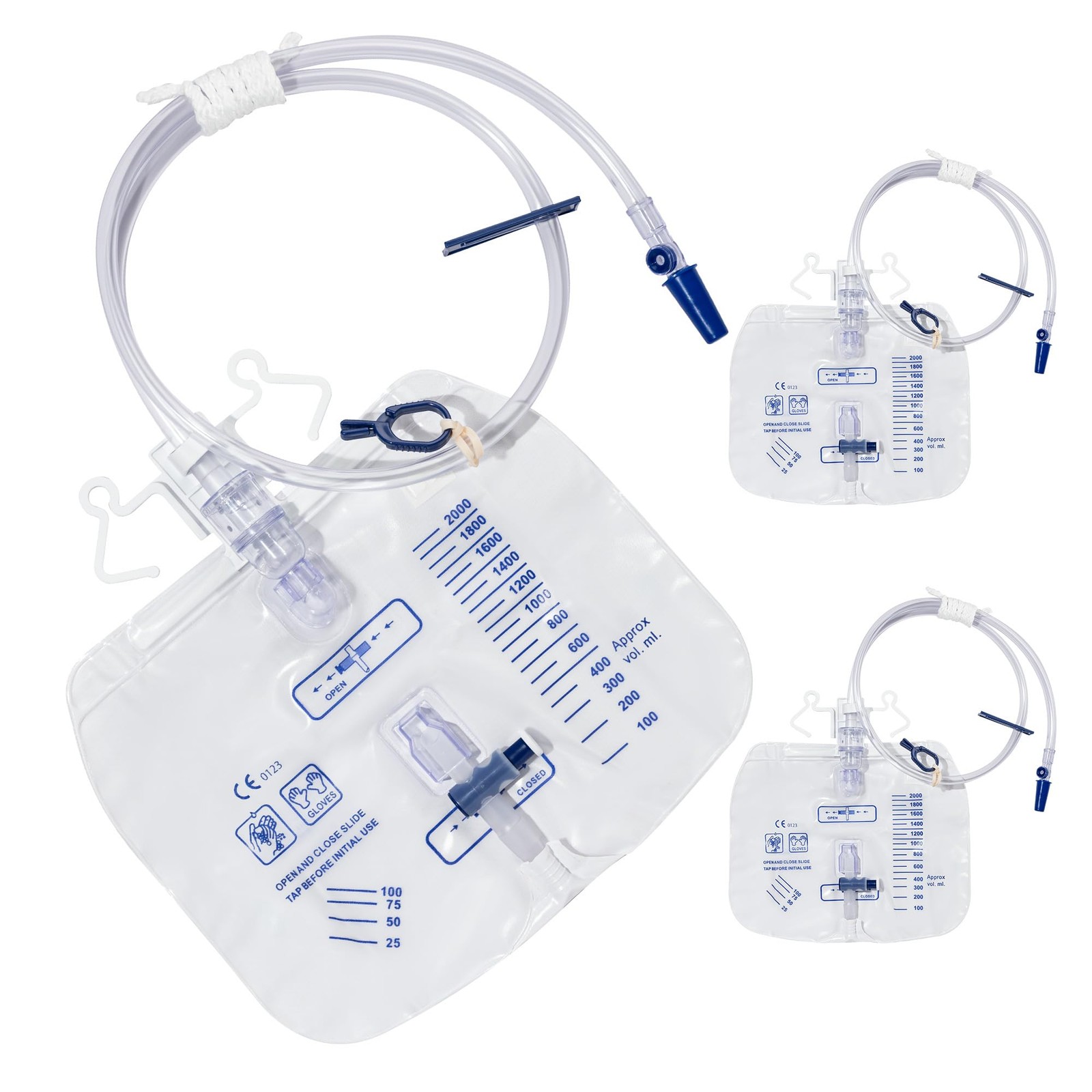 2000mL Catheter Bags for Men and Women 3 Pack Professional Urinary Drainage B…