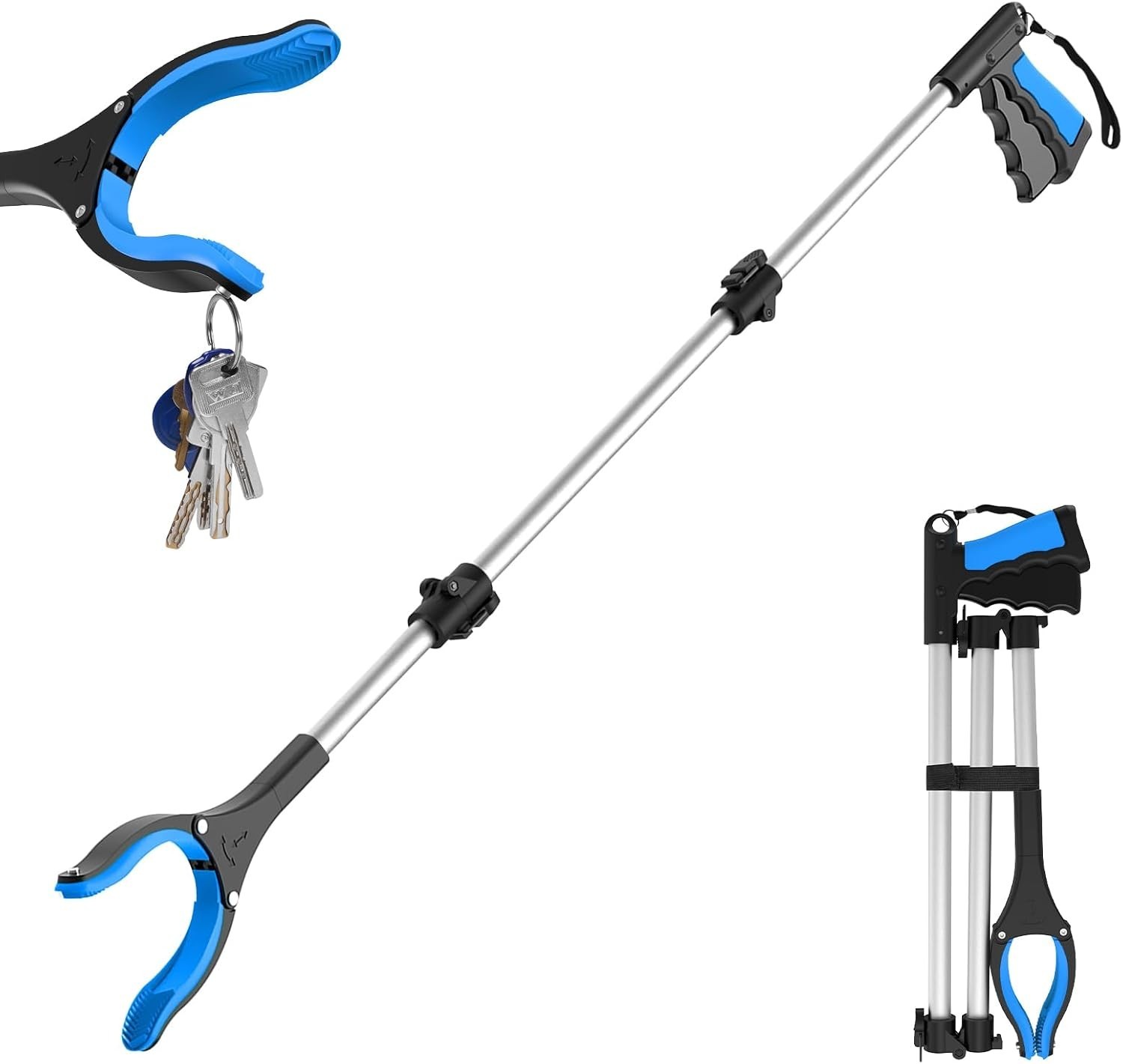 43″ Grabber Reacher Tool Foldable Extension Grabber for Seniors Blue | 360° R…