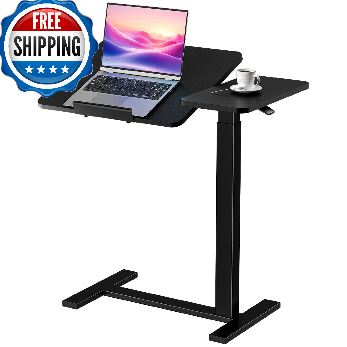 Happymont Small Standing Desk Rolling Table Adjustable Height Laptop Mobile