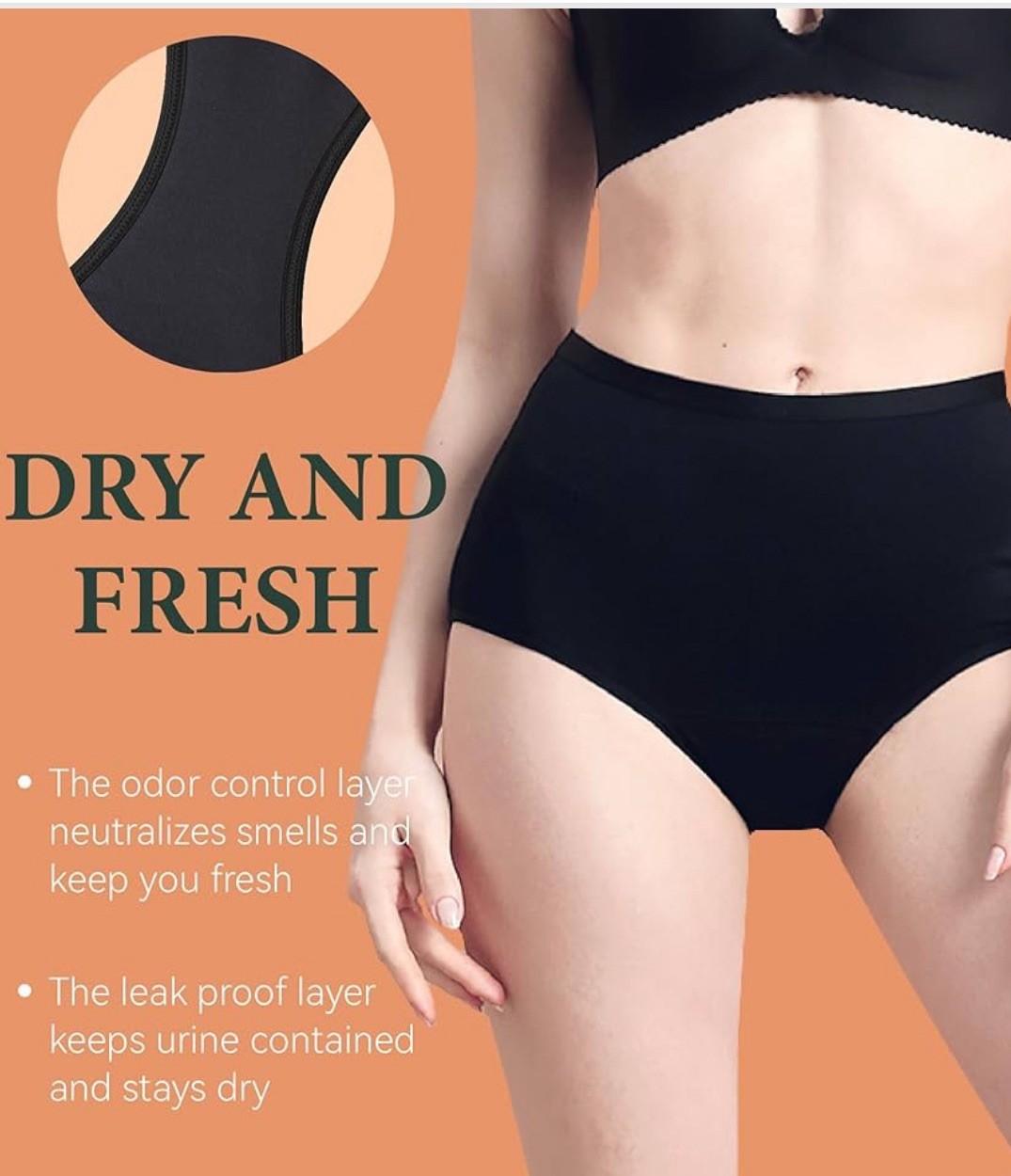 Urinary Incontinence Postpartum Underwear for Women Washable Leak Proof Odor NWT
