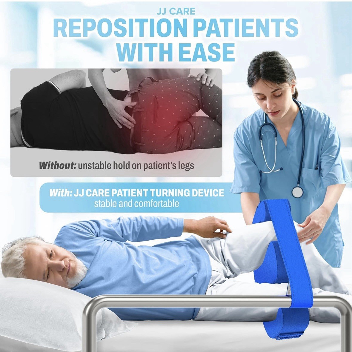 JJ CARE Patient Turning Device – 1 Pc U ShapePillow, Waterproof PU Leather