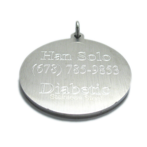 Stainless Steel Round Caduceus Medical Pendant w/ Necklace- Free Engraving