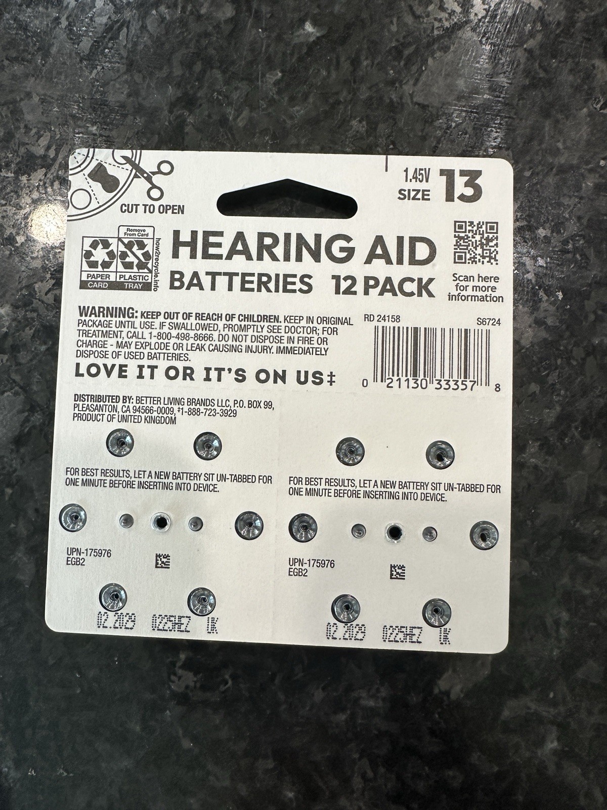 Signature Select Size 13 Hearing Aid Batteries 12 Pack 1.45V Exp: 2/2029