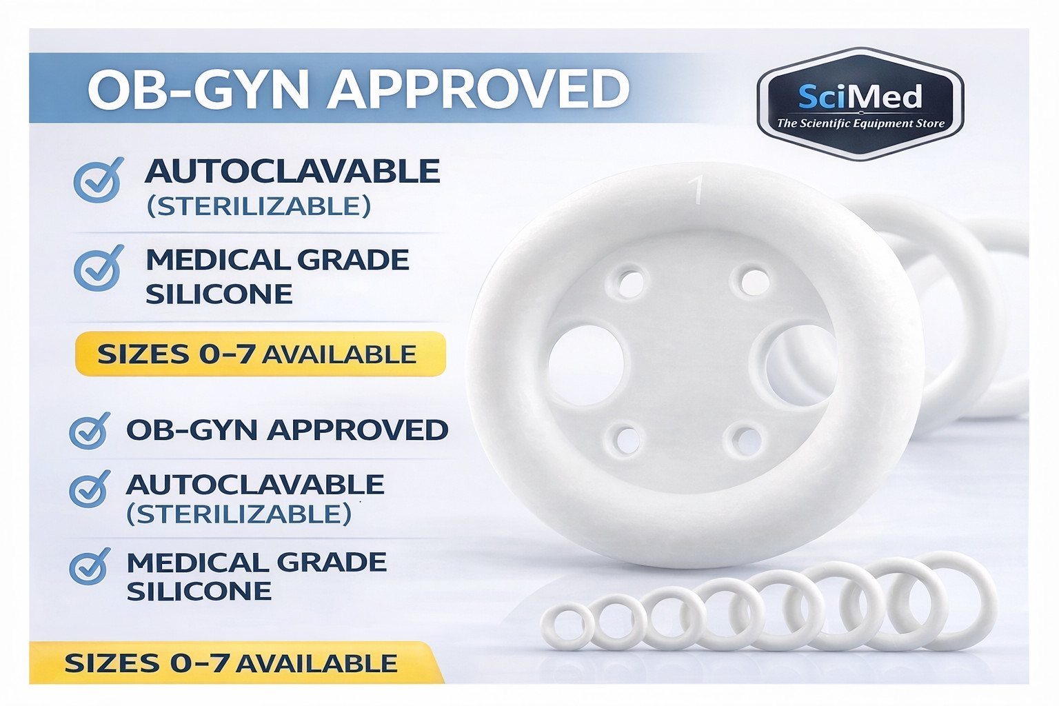 SciMed Silicone Vaginal Pessary Ring with Support Autoclavable OB-GYN Approved