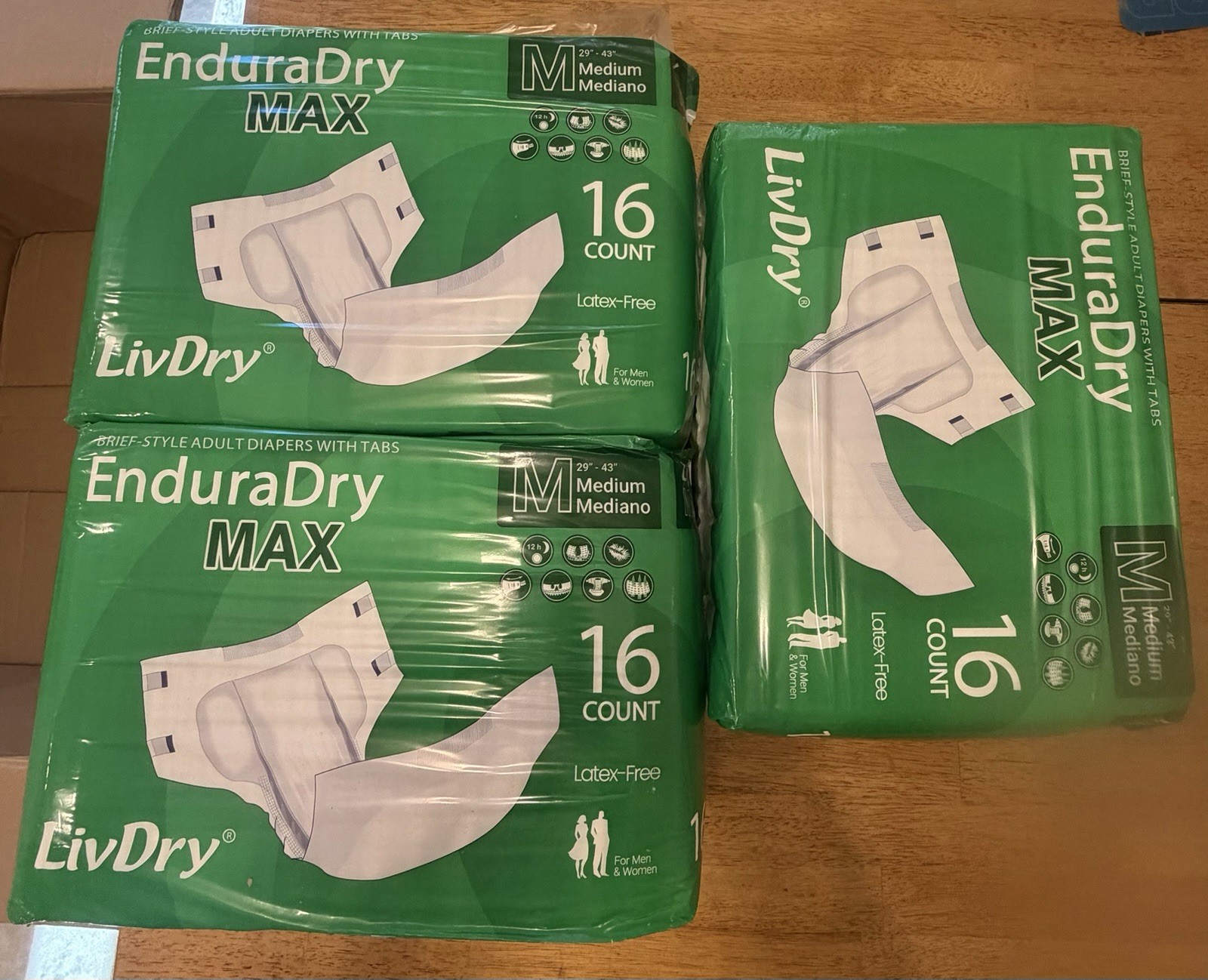 LivDry EnduraDry Max Adult Diapers with Tabs, Up to 12-Hours, Medium, 48-Pack