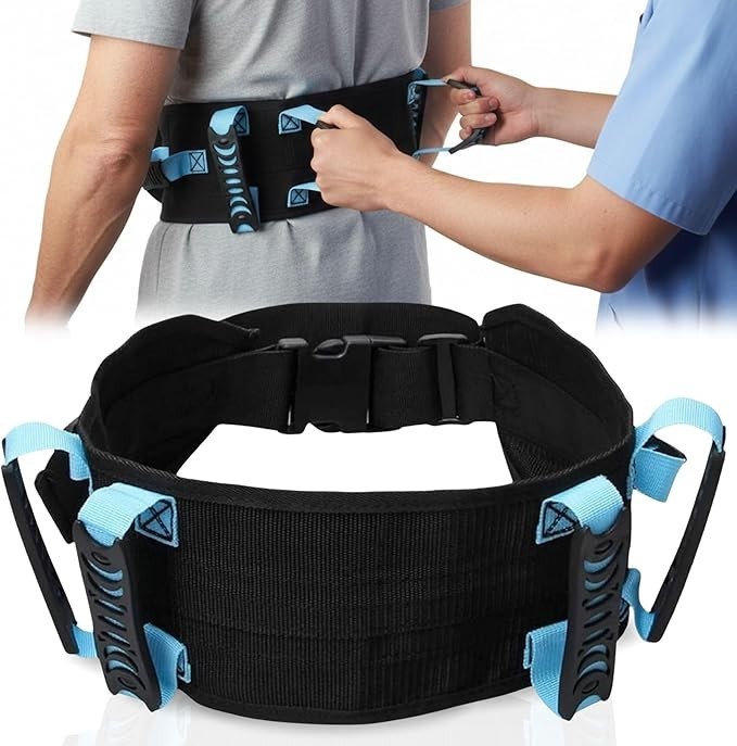 Gait Belt for Seniors with 6 Reinforced Handles, Adjustable Transfer Belt