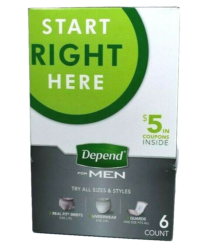 Depend for Men Incontinence Fit Kit Variety Pack S/M L/XL Briefs Guards New