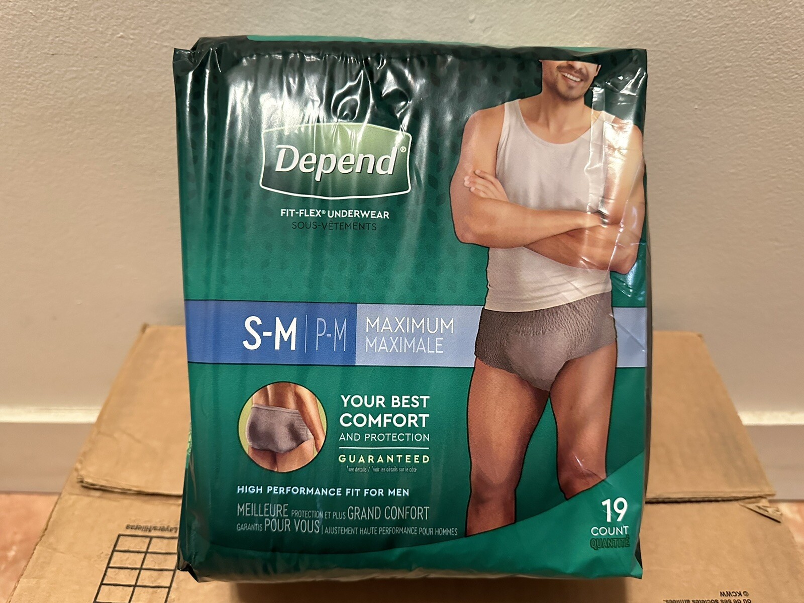 Depend FIT-FLEX Underwear for Men, Small/Medium, 4 Bags Of 19- 76 Count