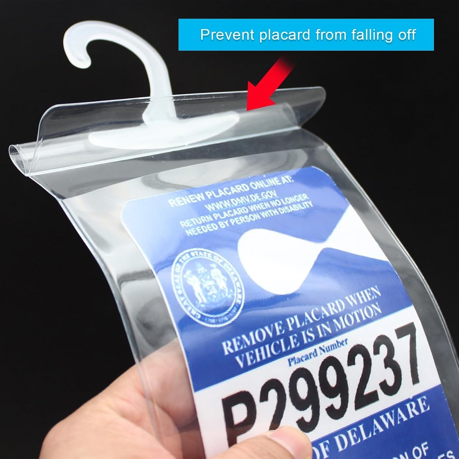 Ultra Transparent Handicap Parking Permit Cover with Large Hanger – 11.6″ x 5″