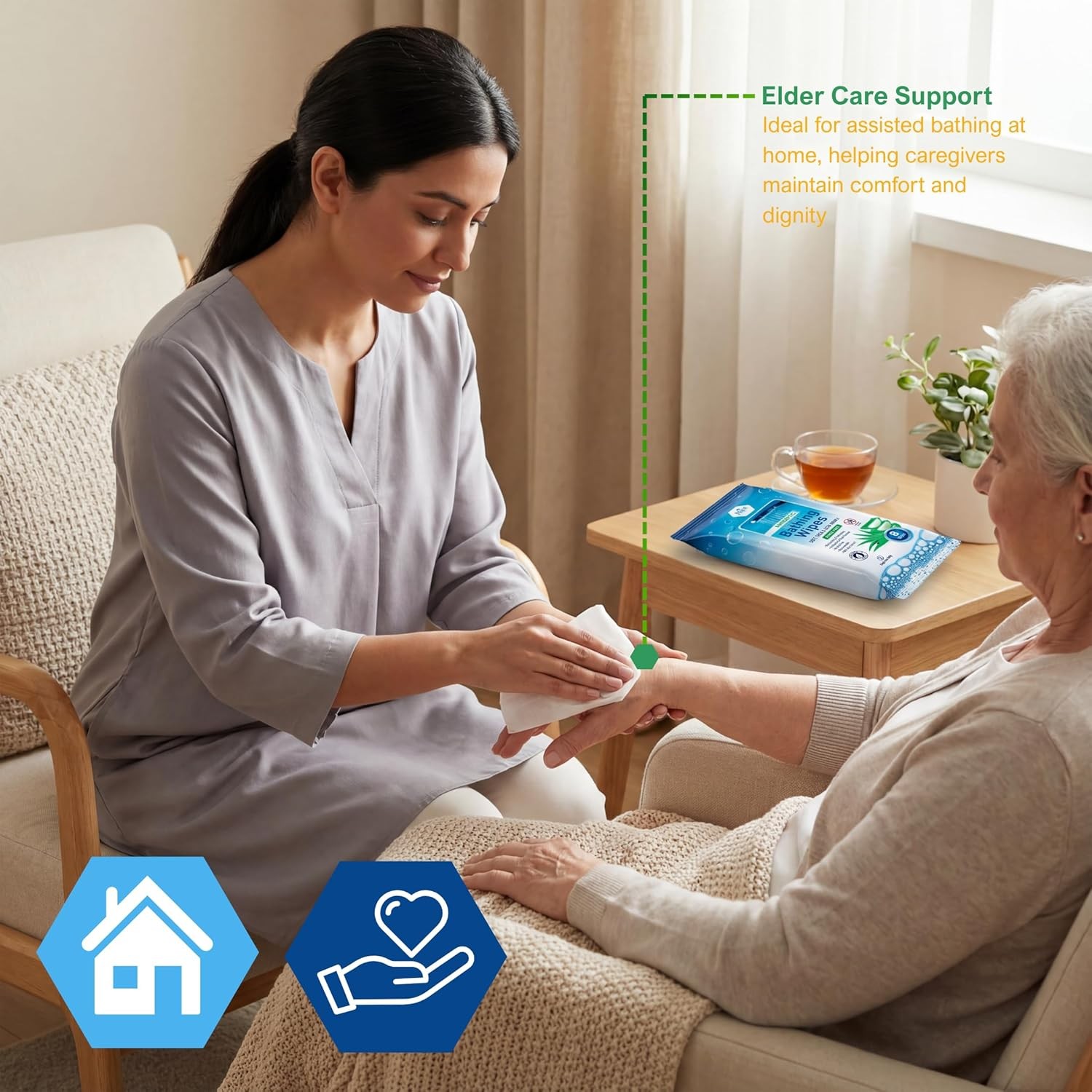 MED PRIDE Hospital Wipes for Bathing, Waterless Rinse Free Bath Wipes for Adults