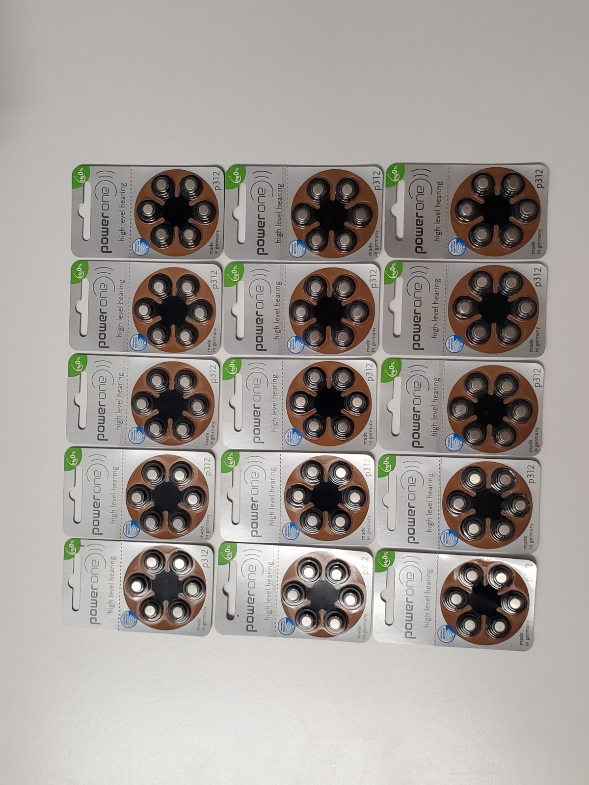 PowerOne Lot of 90 Cells Hearing Aid P312 PR41 Batteries 15 Packs of 6 – 05/2023