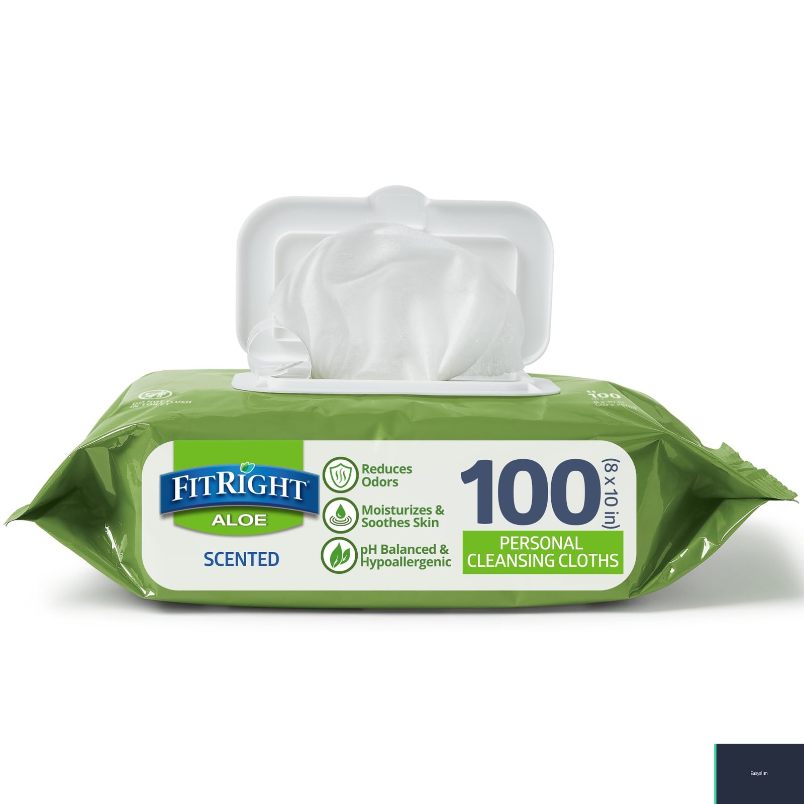 Personal Wipes with Aloe 8×10 Hypoallergenic Soft Pack Flip-Top 100 Count