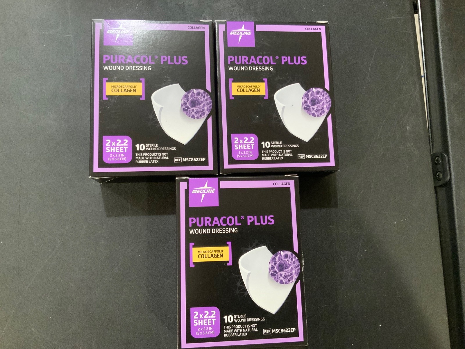 30 (3 boxes of 10) Medline MSC8622EP Puracol Plus Wound Dressing — 2” x 2.2”