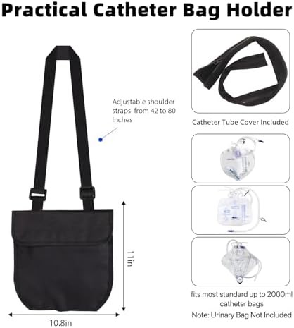 Urine Drainage Bag Holder Adjustable Catheter Bag Cover with Zipper Foley Cathet