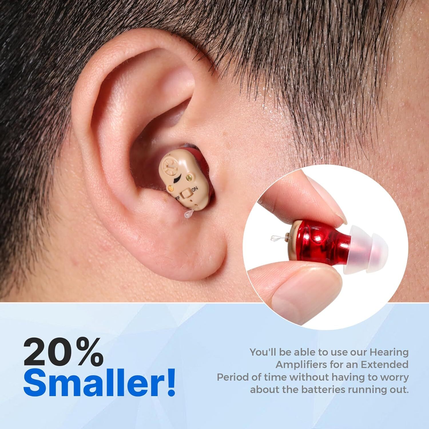 1 Pair Rechargeable Digital Hearing Aids In-Ear Invisible Sound Voice Amplifier