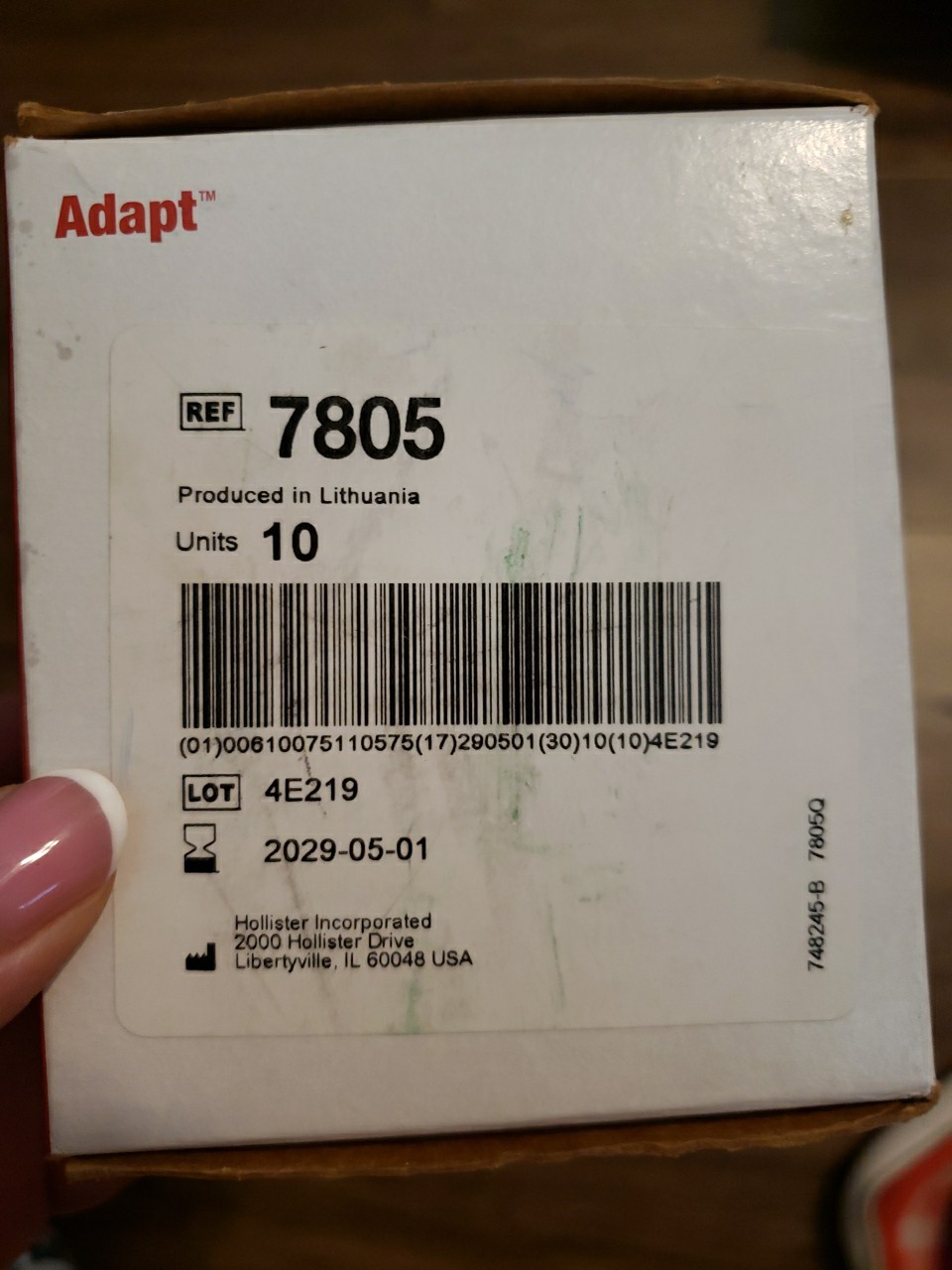 Hollister Adapt 7805 Flat Ostomy Barrier Ring 48mm 10 Count Box Exp: 05/29