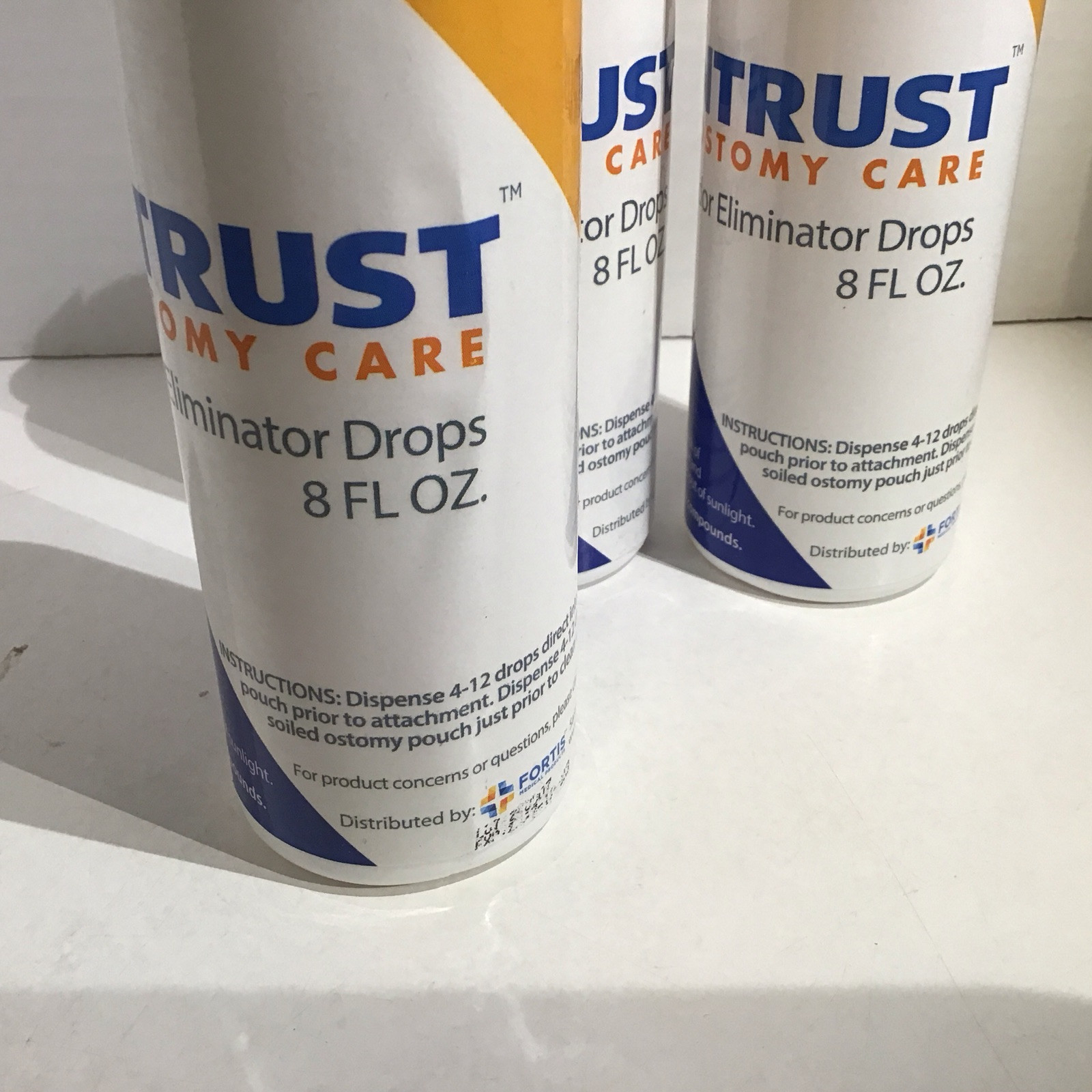 Lot Of 3-8oz Bottles of Fortis Entrust Odor Eliminator Drops, #6600 Exp 05/2028