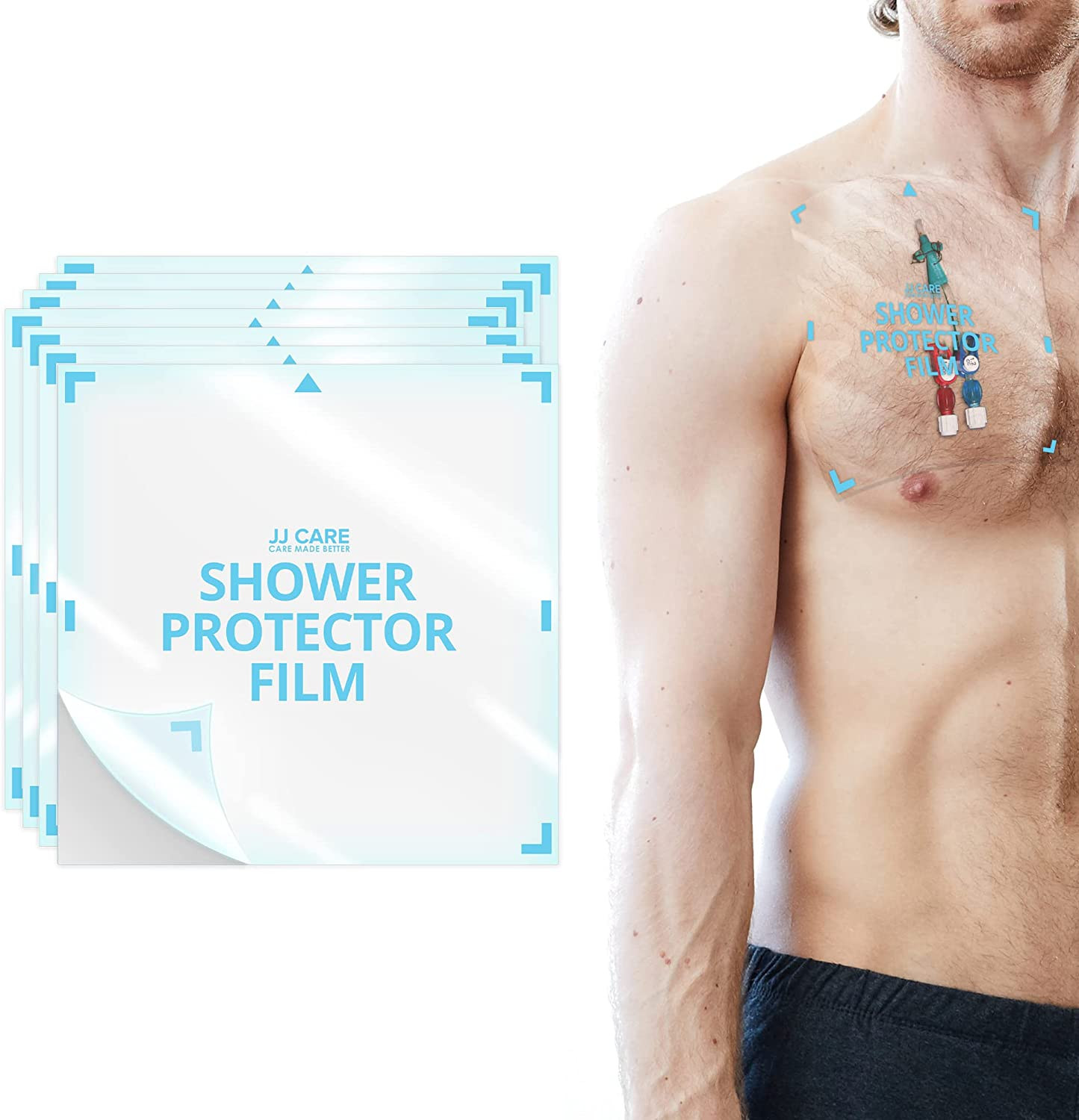 JJ CARE Shower Protector [Pack of 7], 9X9 Dialysis Catheter Shower Cover, PICC L