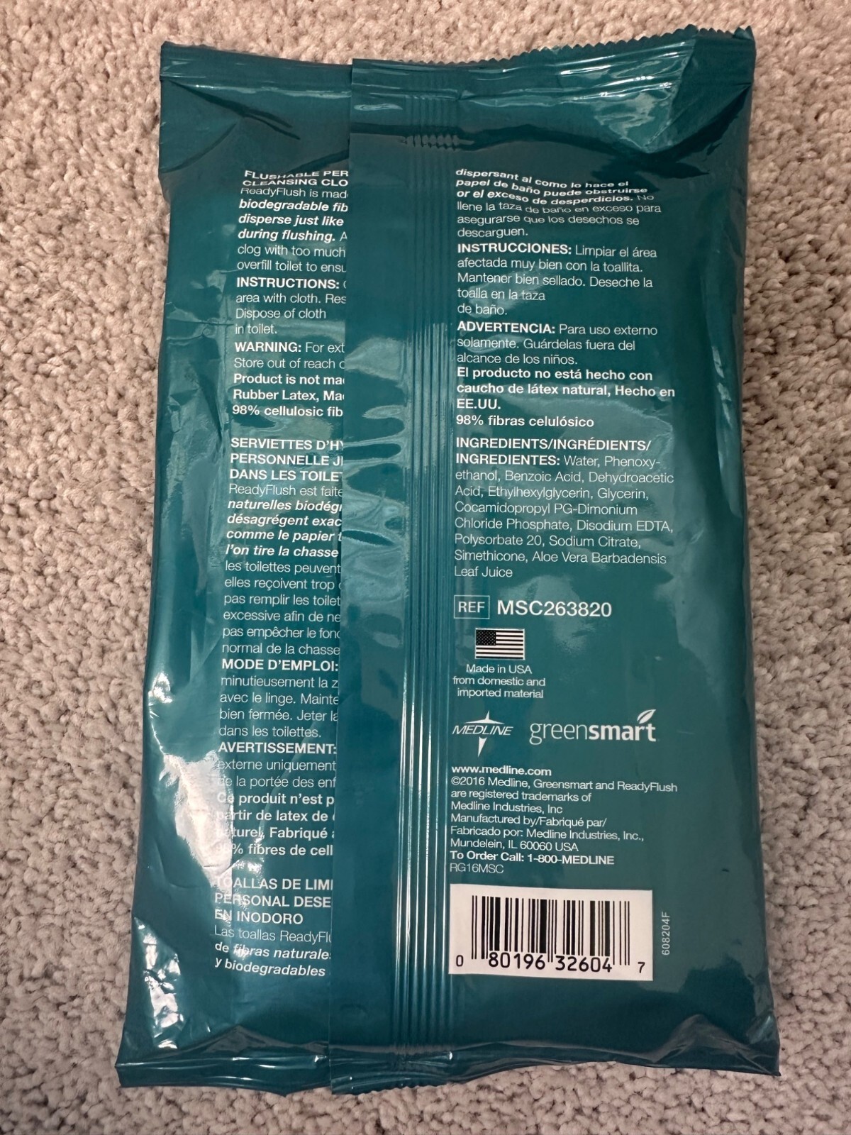 Medline Readyflush Jr. Flushable Personal Cleansing Cloths 40 Count Pack