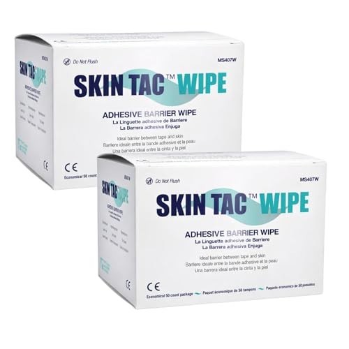 Adhesive Barrier Wipes – Skin Tac, 50 Count Each, Pack of 2 for Secure Hold