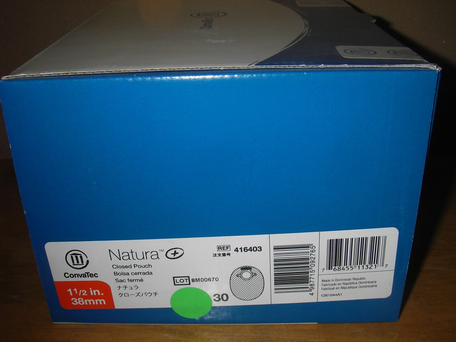 Box of 30: ConvaTec Natura+ Closed Ostomy Pouch 416403- 1 1/2″, 38mm Flange