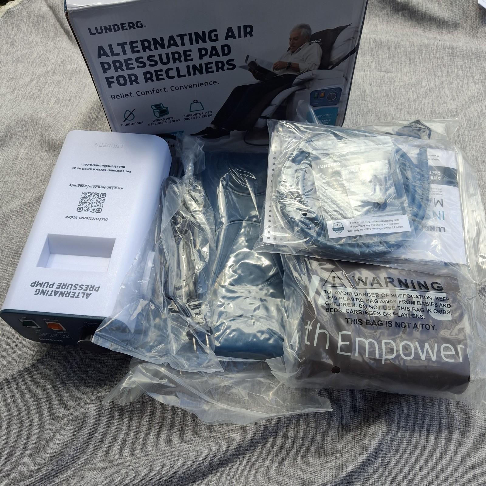 Lunderg Alternating Air Pressure Pad for Recliner Chair w/ Static Mode 300lbs