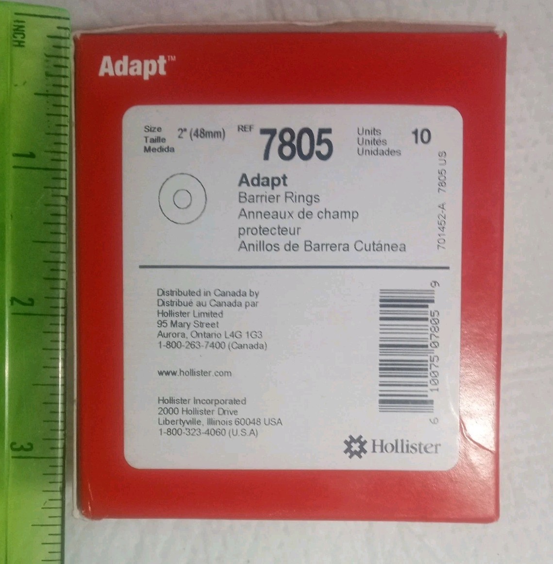 Hollister Adapt 7805 Flat Ostomy Barrier Ring 48mm 10 Count Box 05/2029 New