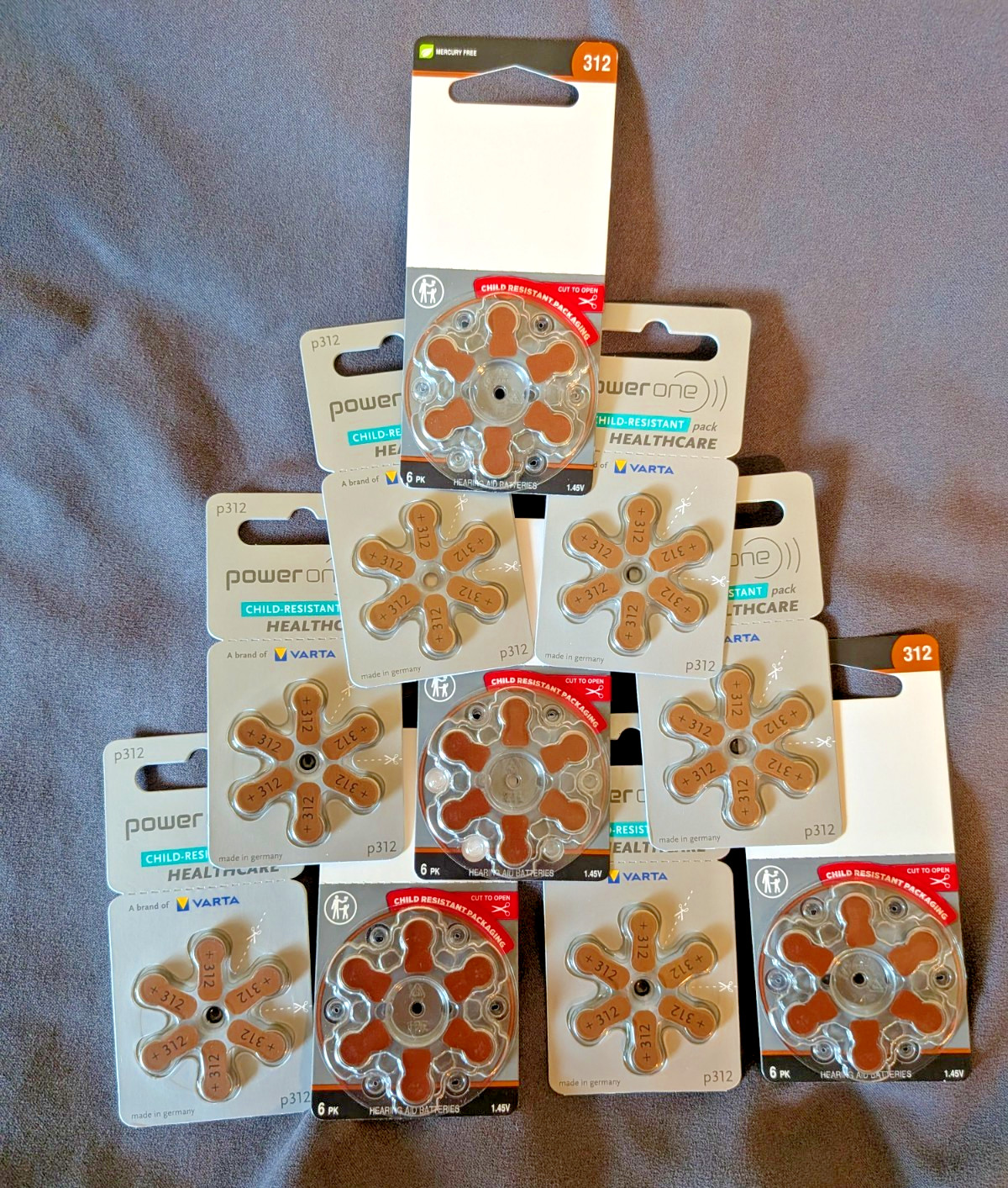 312 Hearing Aid Battery – Pack of 60 – Power One & ReSound