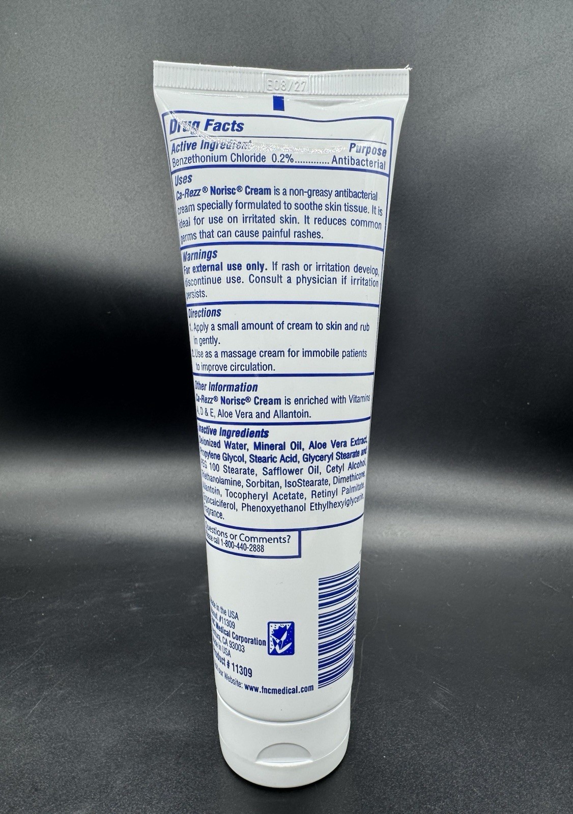 Ca-Rezz Antibacterial Skin Care Norisc Cream with Aloe vera 9.7 oz – NEW