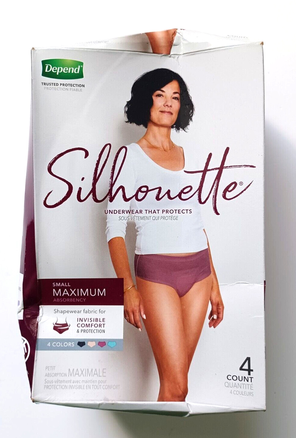 DEPEND SILHOUETTE Size Small Underwear Maximum Absorbency Box of Four – NEW ITEM