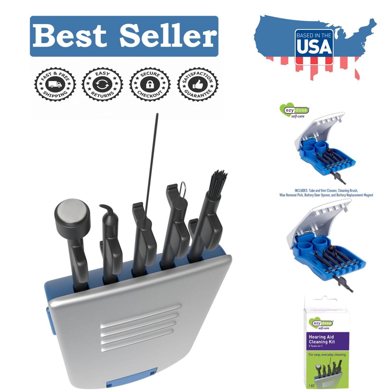 5-in-1 Hearing Aid Cleaning Kit – Lightweight & Compact for Travel & Home