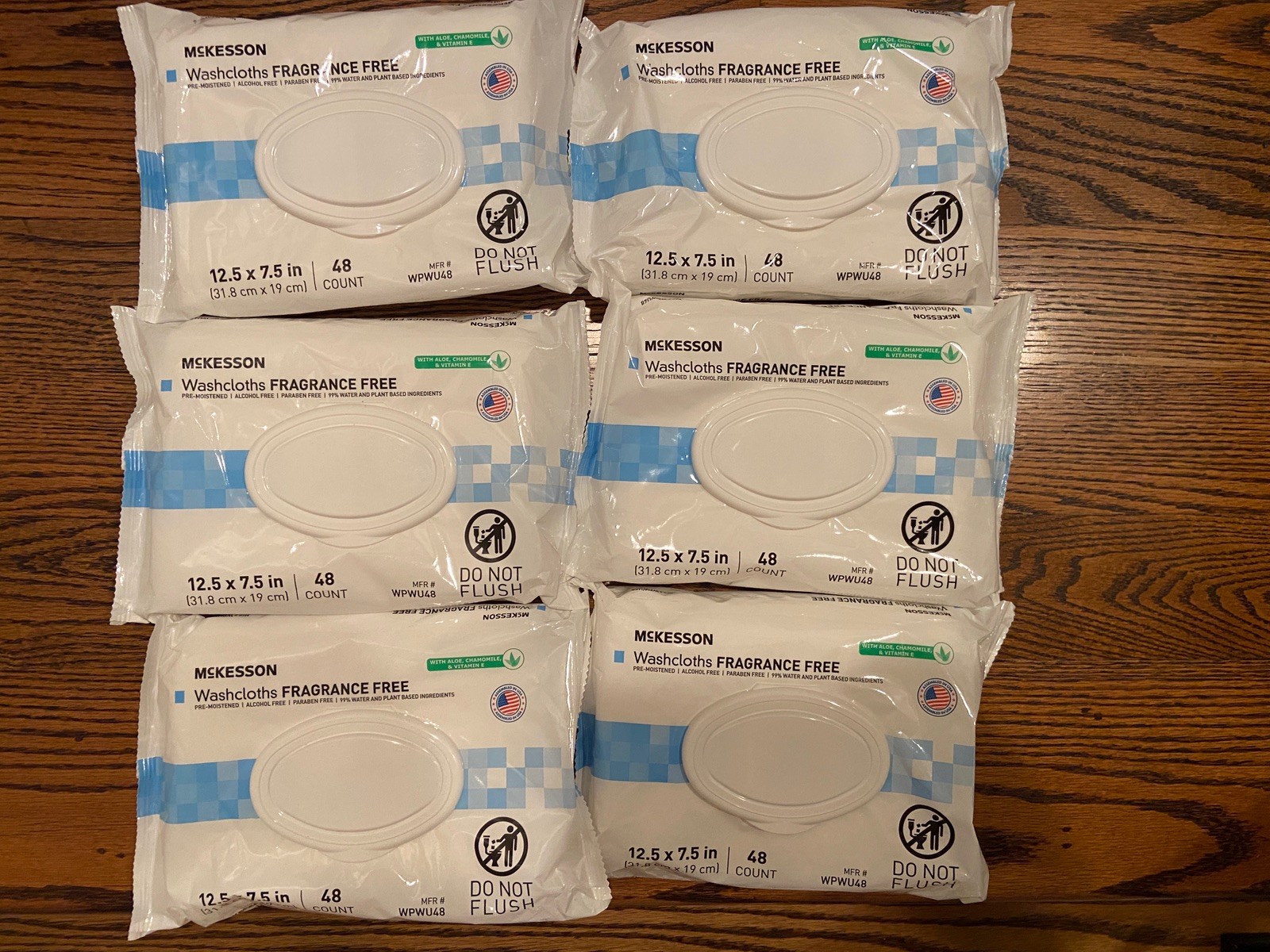 6 Packs McKesson Personal Cleansing Wipes Washcloths 12.5″ x 7.5″ 288 Total New