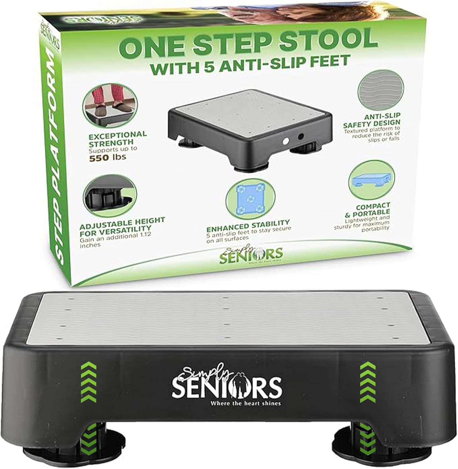 Small Step Stool for Adults Seniors Mobility Aid Heavy Duty Plastic Gray