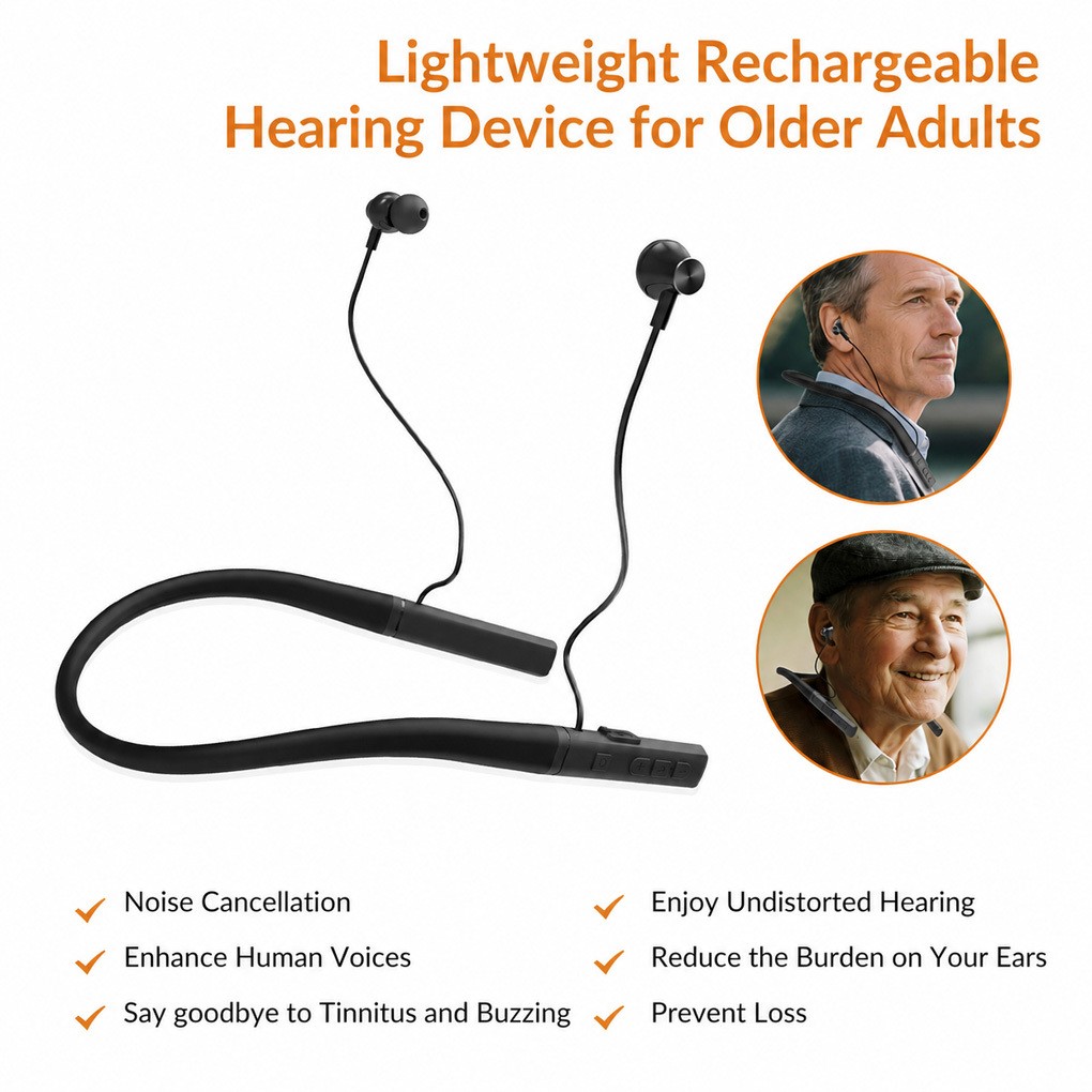 Digital Hearing Device for Seniors with Tinnitus Support and Clear Listening Aid