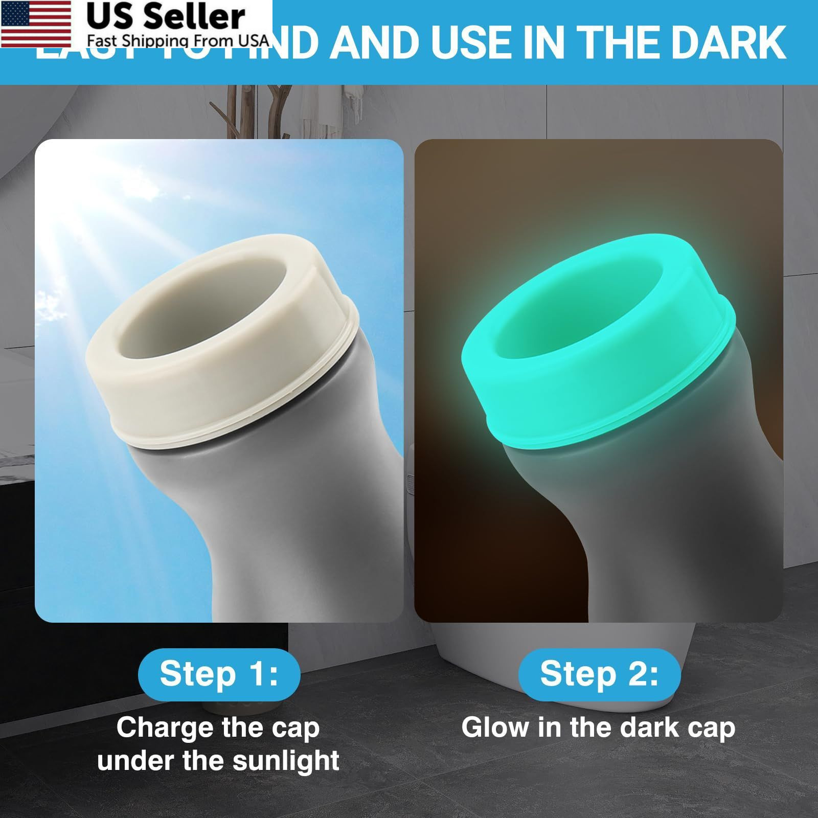 Urinals for Men Spill Proof Nighttime – Glow in Dark Urine Bottle – Gray